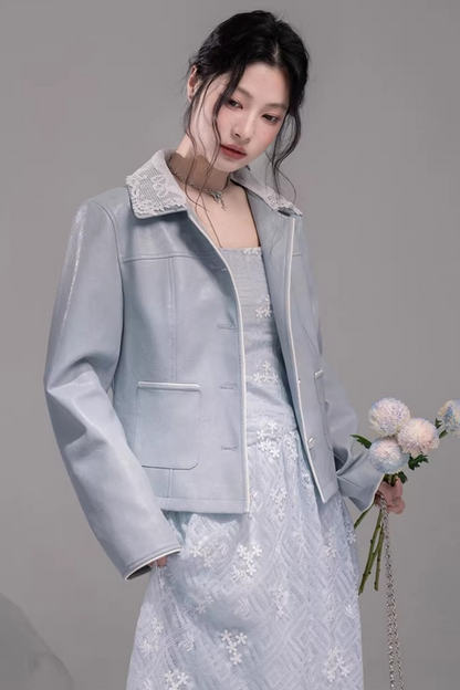 Soft Leather Morning Sky Jacket