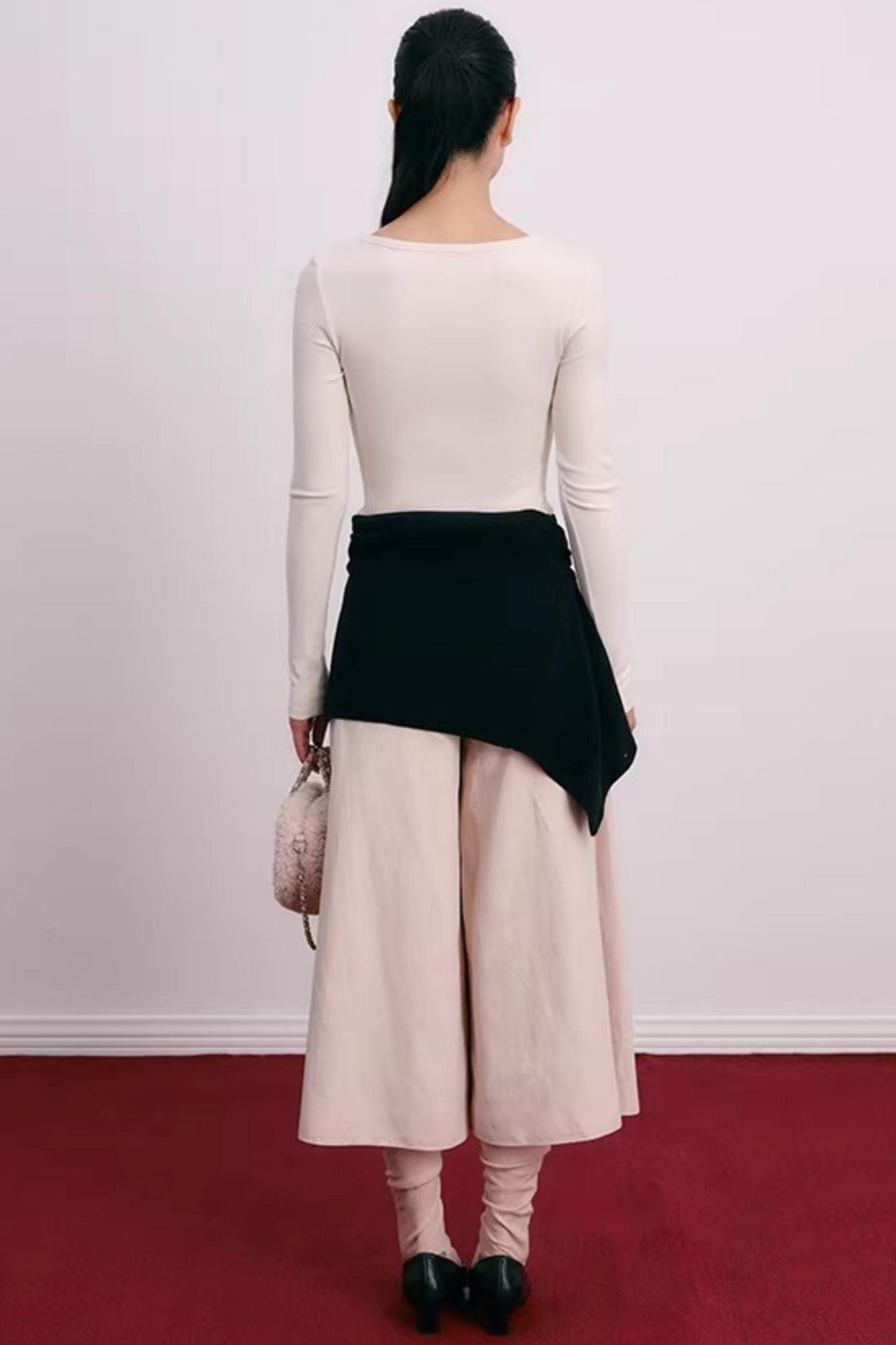 Vintage Pleated Wide-Leg Skirt Pants