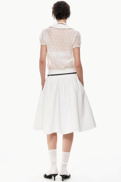 Lyocell Jacquard Doll Collar Blouse