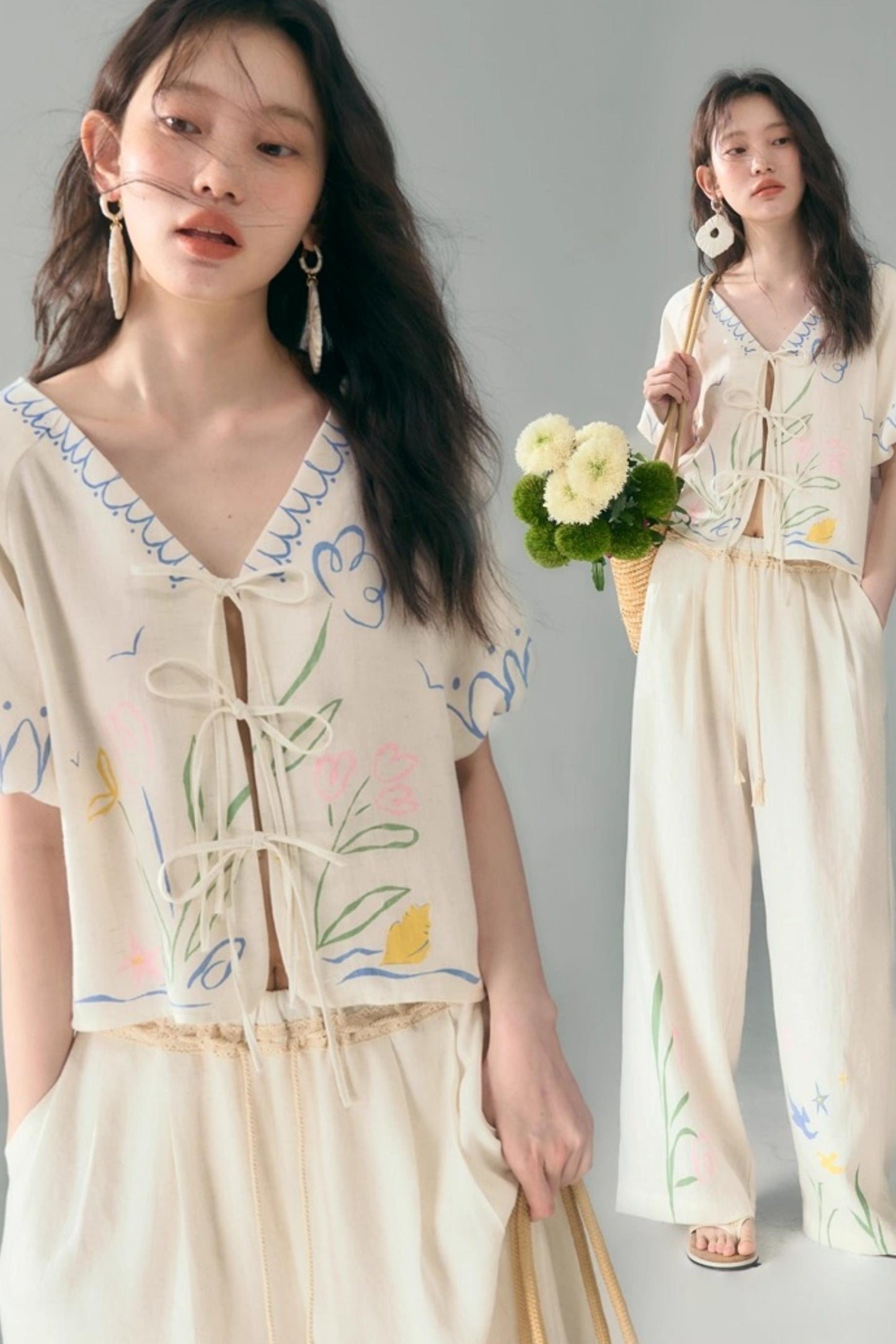 Linen Tie-Top and Pants Set-Up