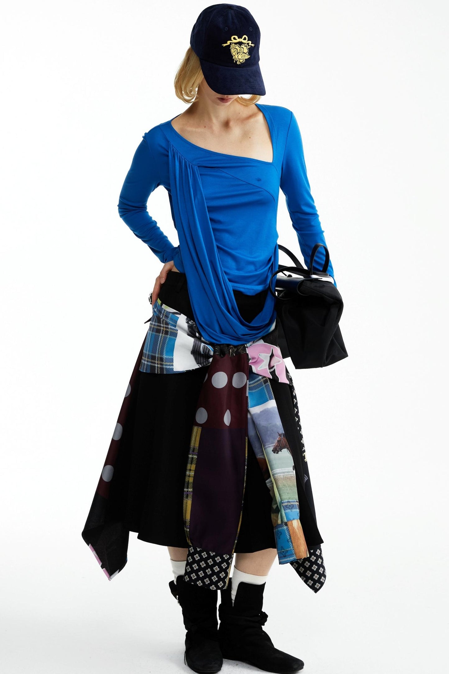 Street Print Deconstructed Stitched Skirt