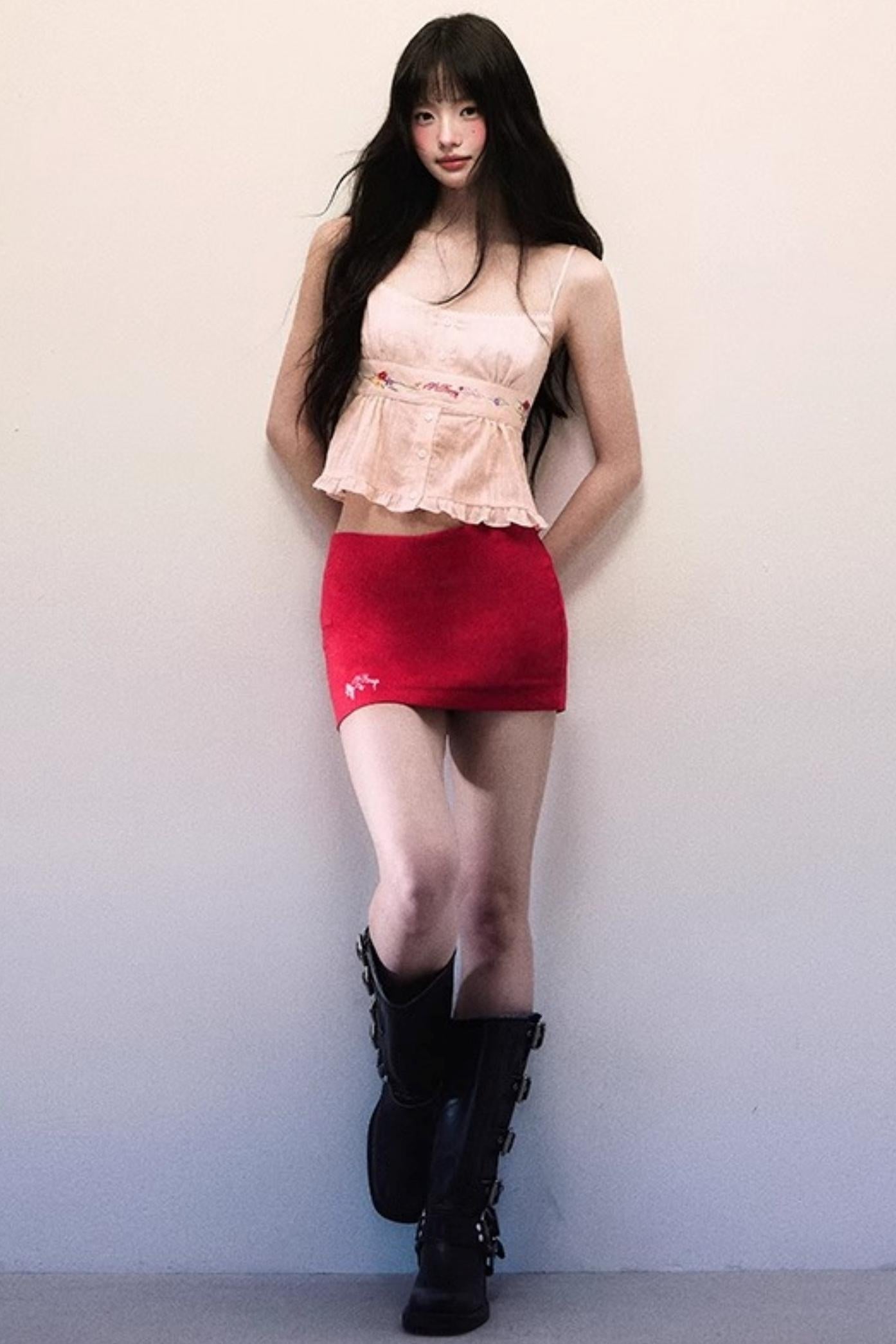 Ruffled Cotton Embroidery Camisole