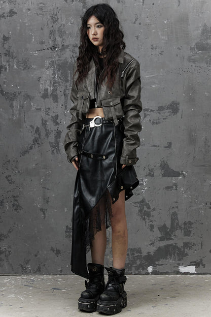 Vintage Distressed Punk Leather Jacket