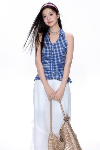 Chic Plaid Lace Vest