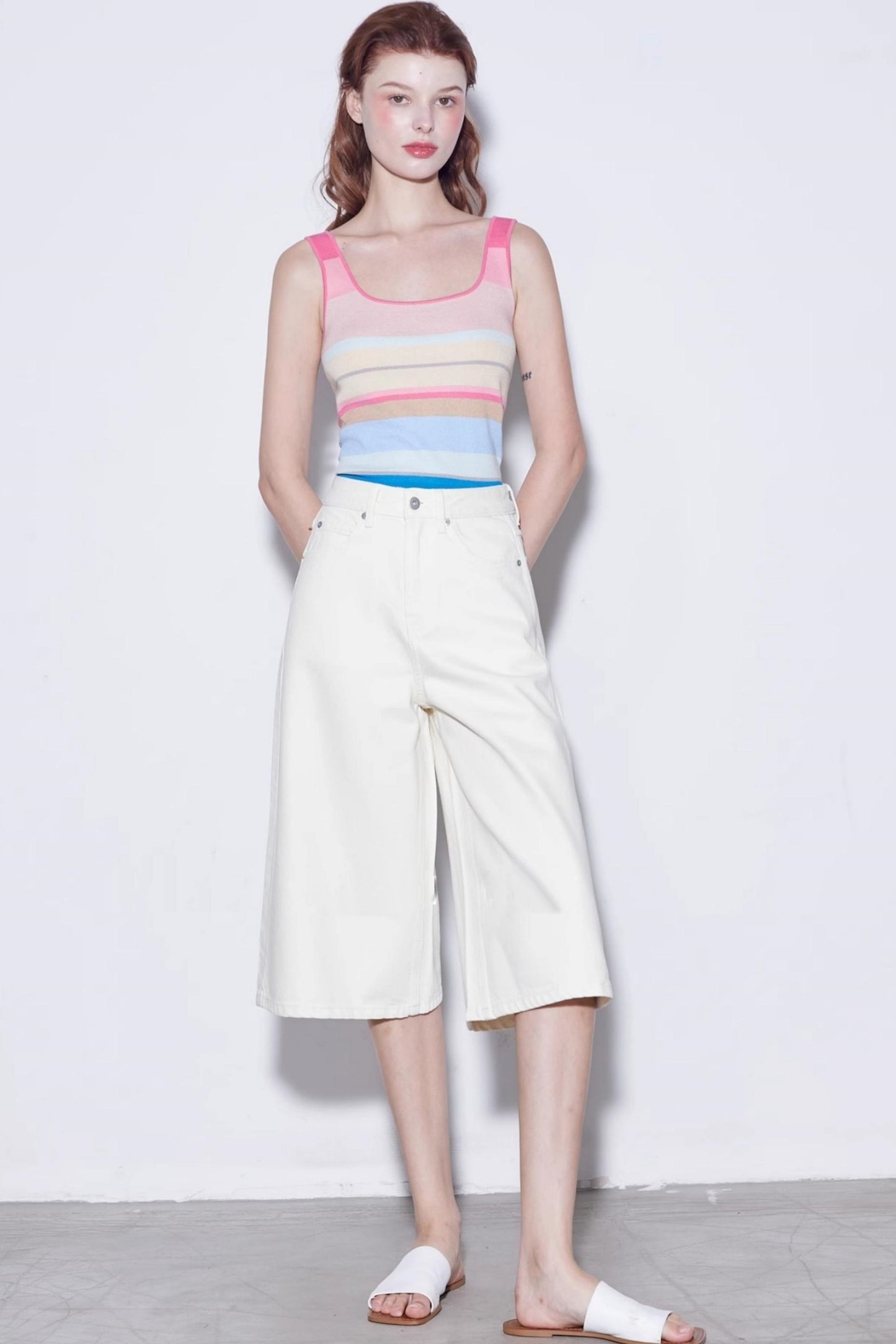 Summer Stripe Silk-Lycra Knit Vest