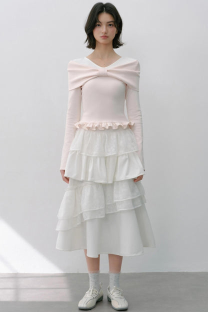 Cherry Blossom Bow Sleeve T-Shirt