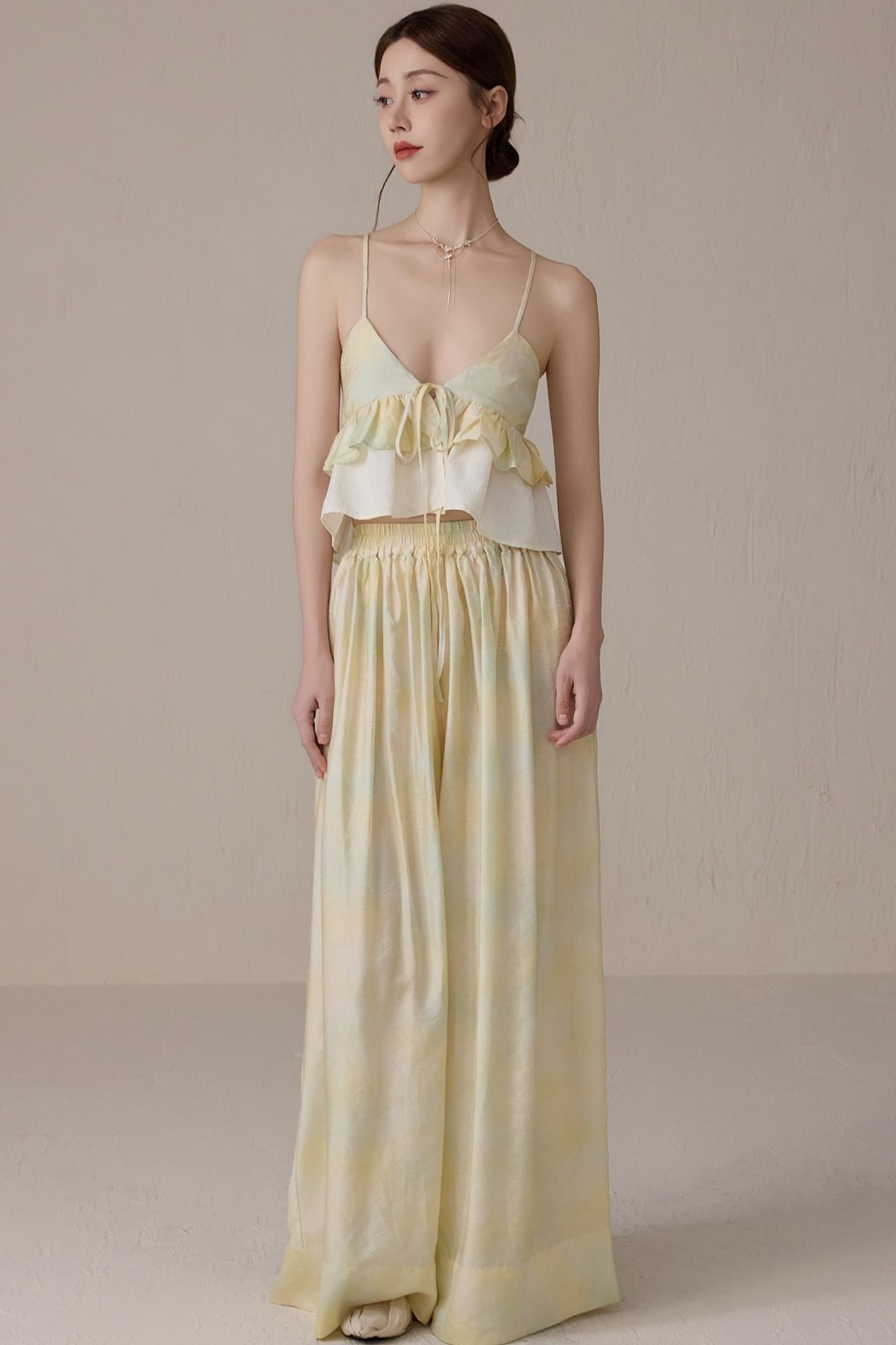 Romantic V-Neck Color Block Top