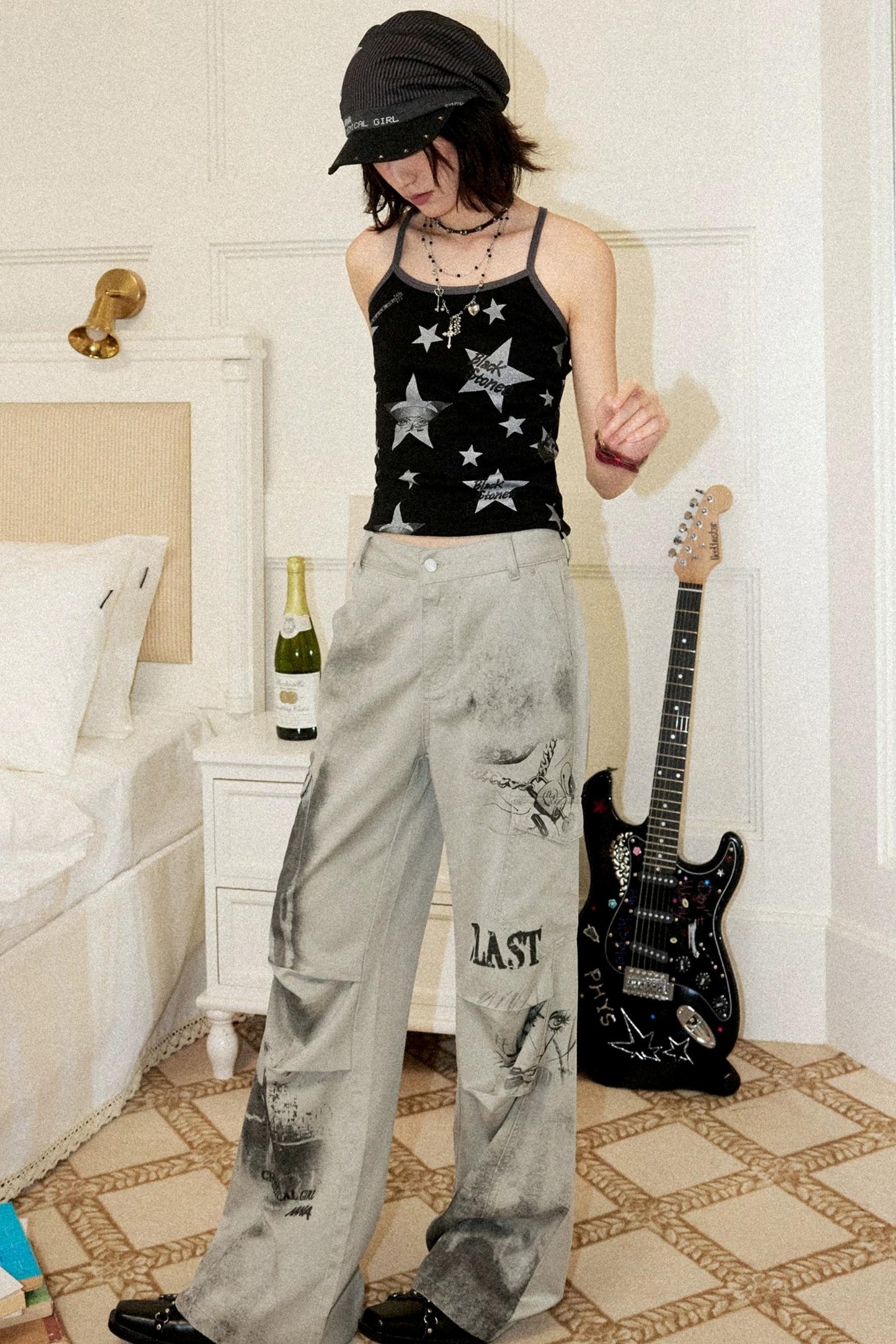 Distressed Patchwork Flared Pants