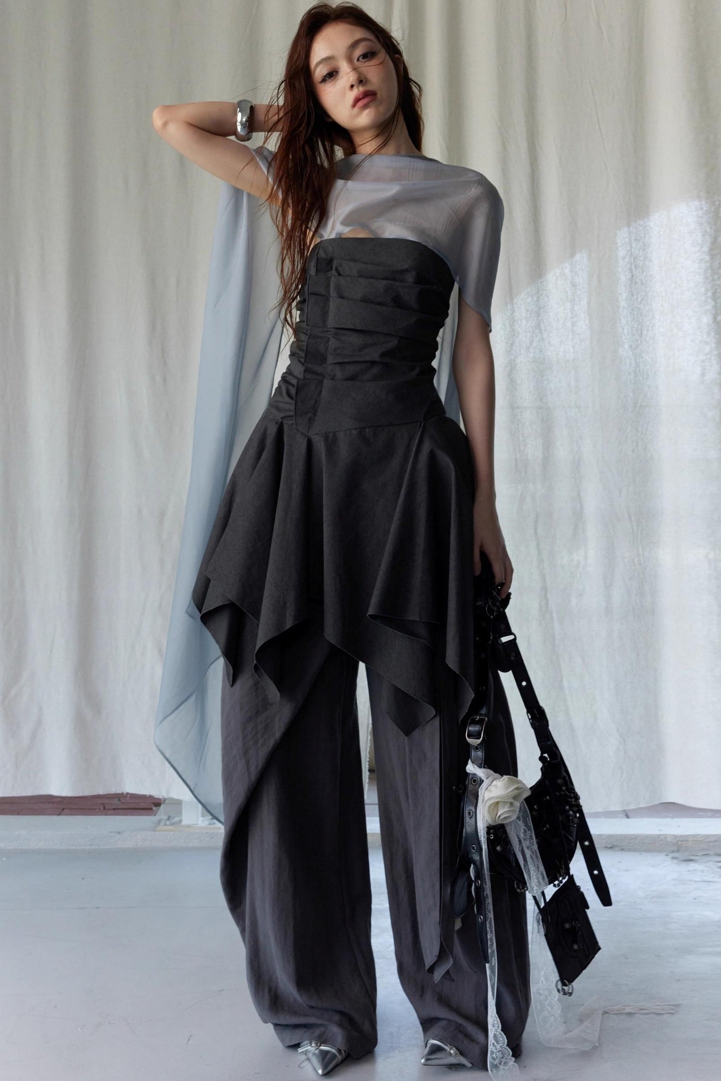 Dark Pleated Tank Top