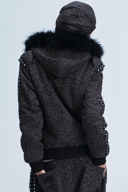 Leopard Print Hooded Jacket Set-Up