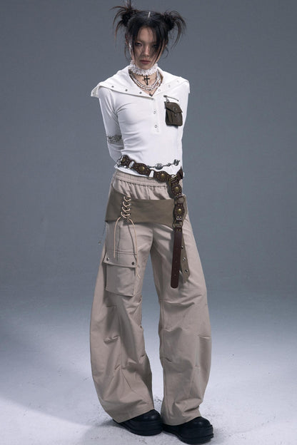 Vintage Lace-Up Cargo Pants