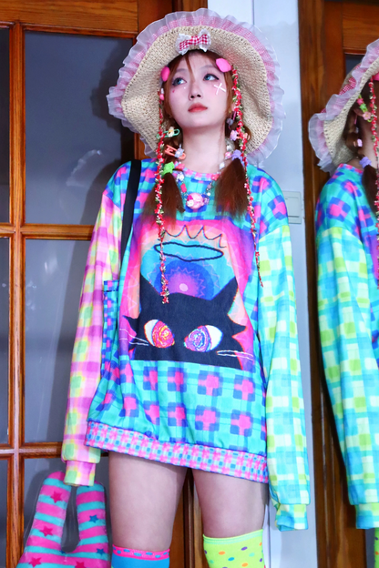 Magic Cat Patchwork Sweatshirt