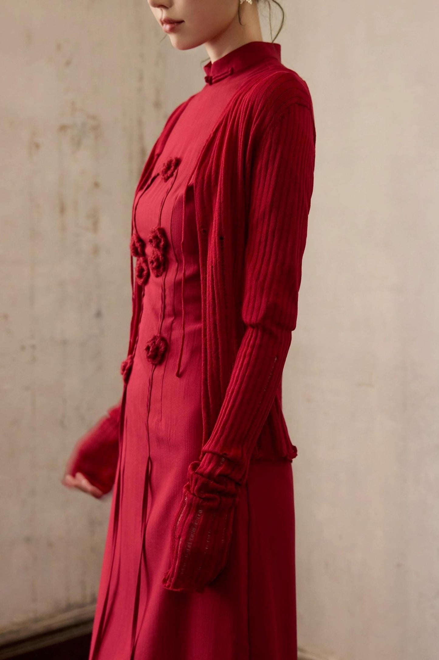 Red Flower Cheongsam Dress