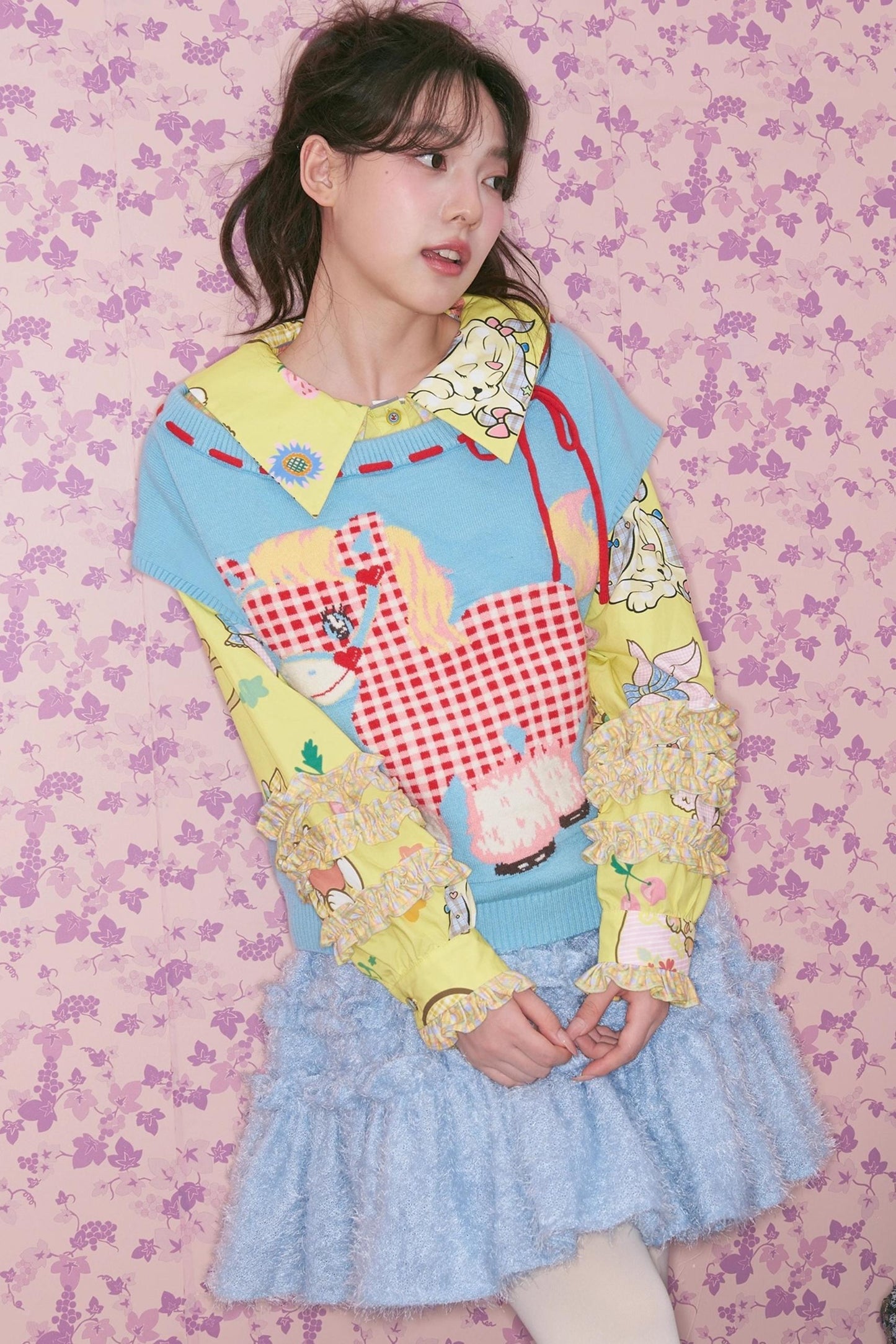 Plaid Pony Knitted Vest