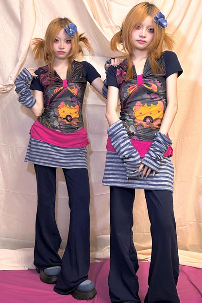 Royal Blue Striped Hakama Trousers