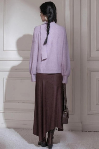 Violet Wool Lantern Sleeve Sweater