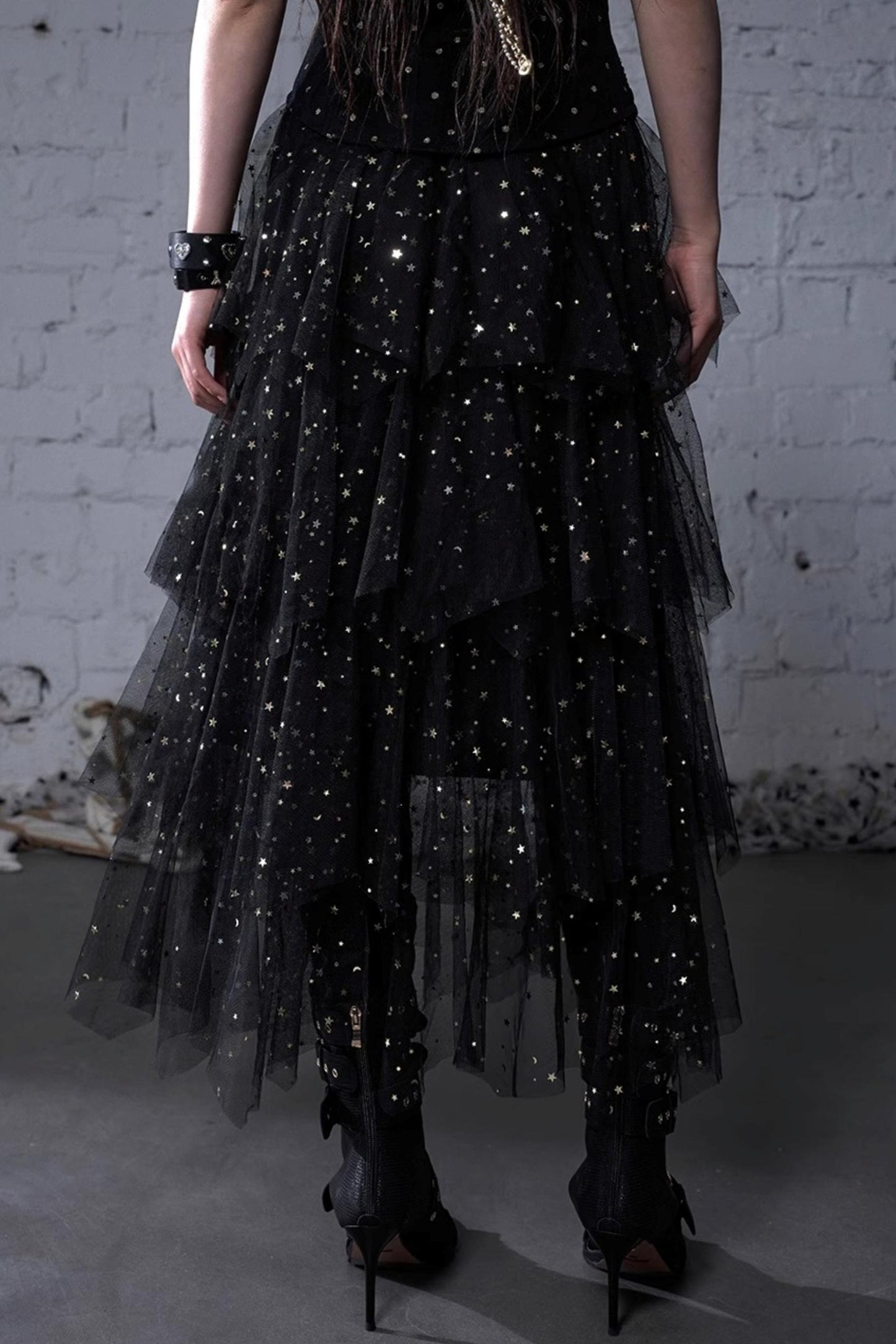 Fairycore Star Tiered Mesh Skirt