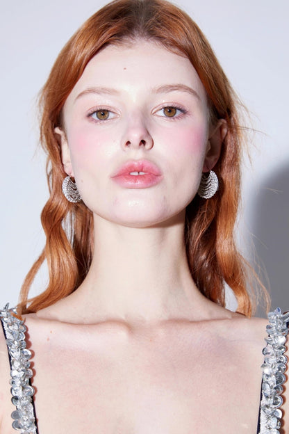 Vintage Zircon Honeycomb Earrings