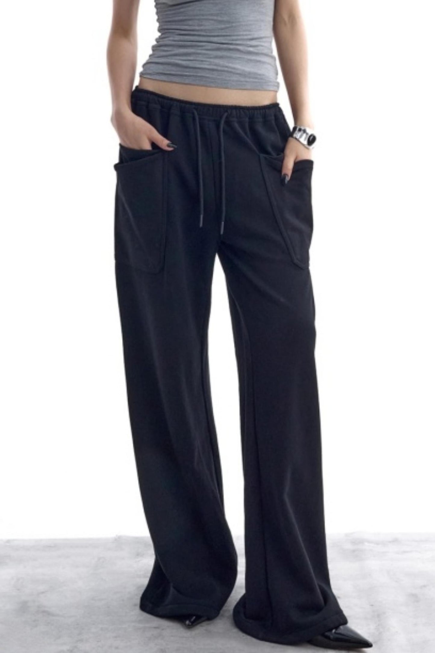 Double-Layer Black Sweatpants