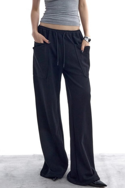 Double-Layer Black Sweatpants