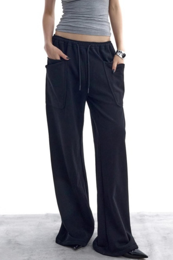 Double-Layer Black Sweatpants