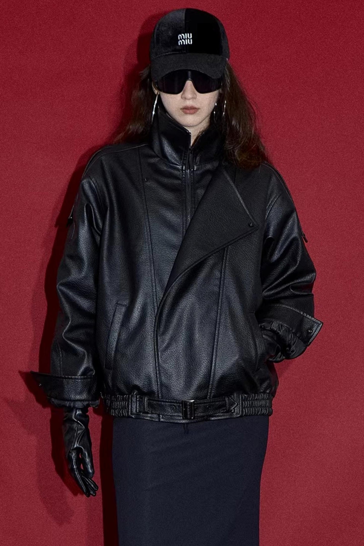 Retro Lychee Pattern Leather Jacket