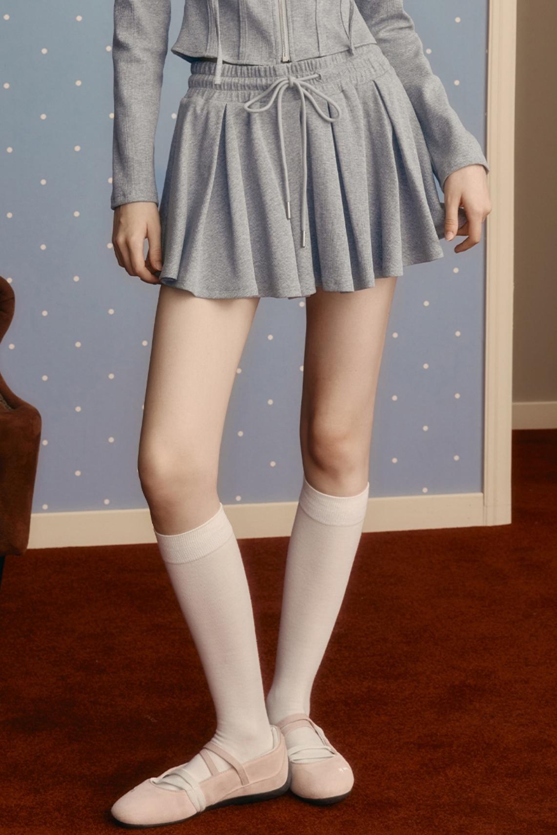 Preppy Style Stretch Slim Skirt & Top Set-Up