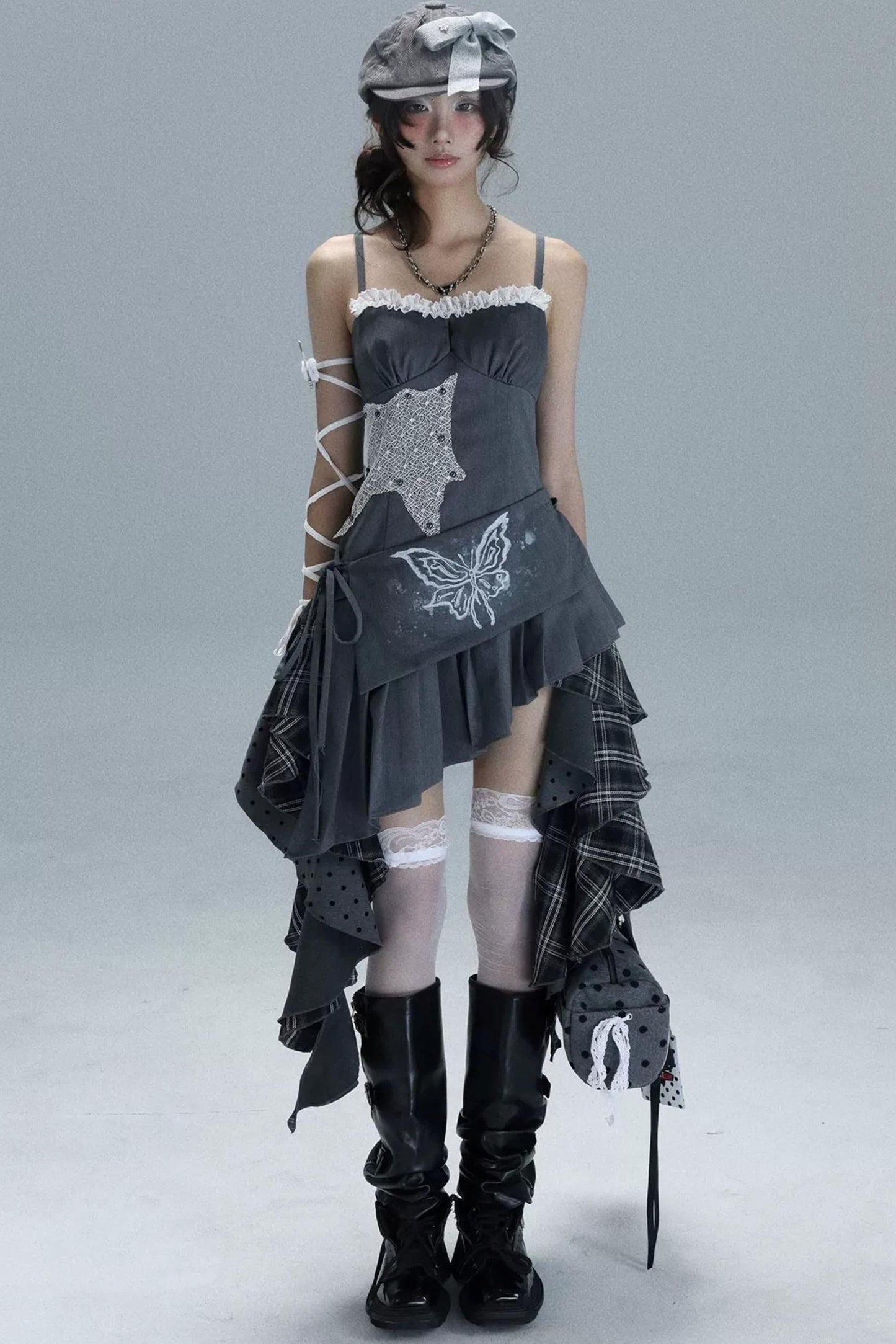 Polka Dot Plaid Patchwork Dress