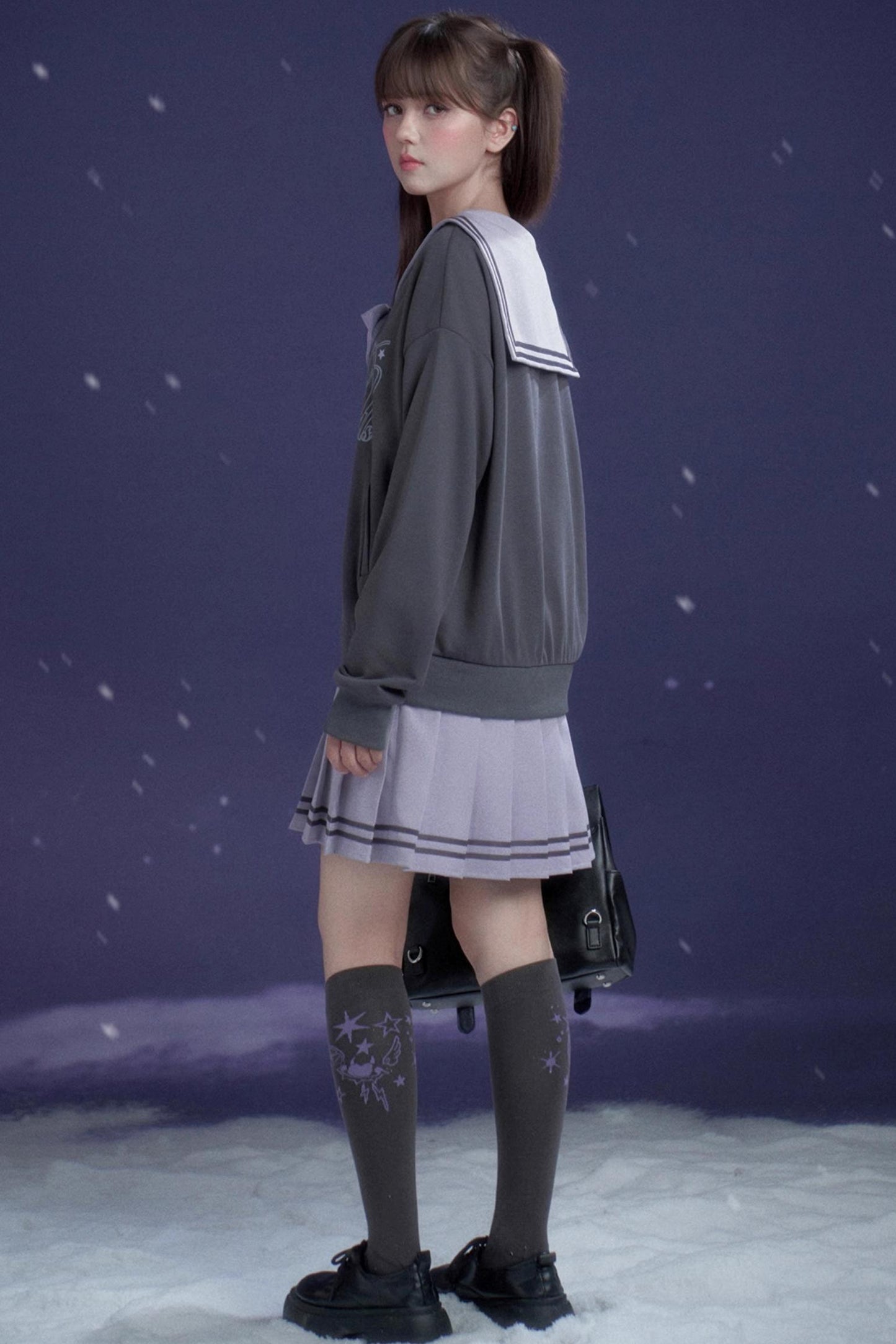 Oxygen Gray-Purple Sailor Dress