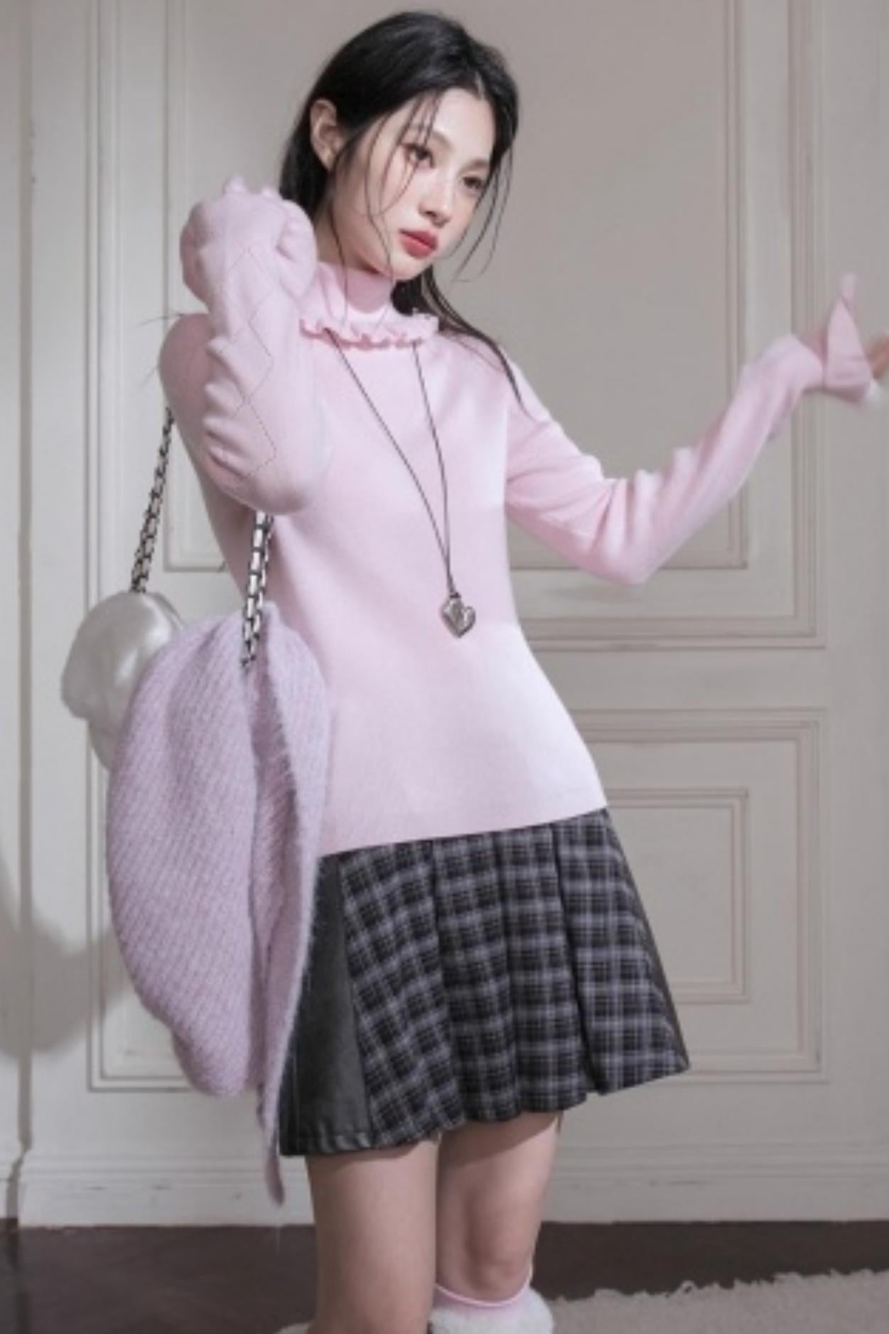 Mercerized Wool Ruffle Sweater