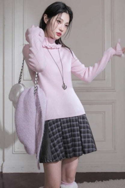 Mercerized Wool Ruffle Sweater