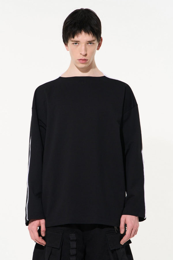 Striped Embroidered Crew Sweatshirt