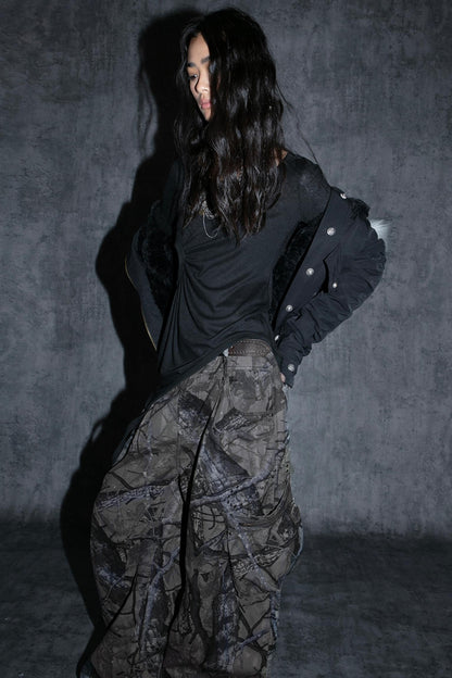 Loose Fit Camouflage Cargo Pants