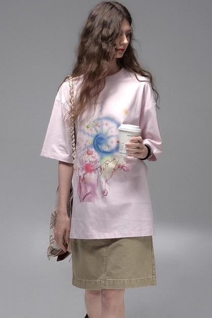 Cold Rose Pink Distressed T-Shirt