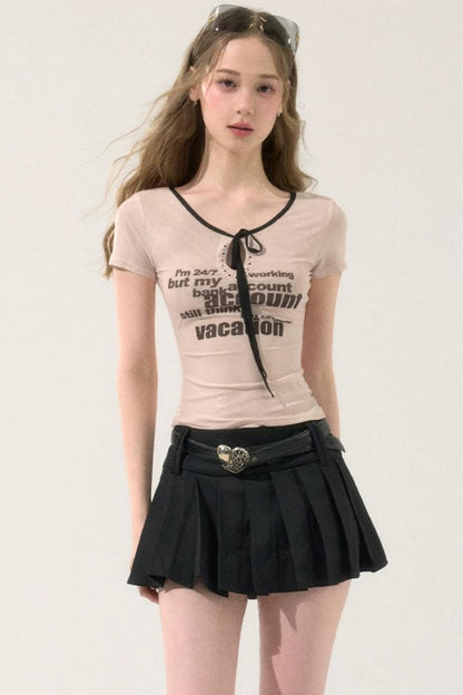 Retro Pleated Short Skirt