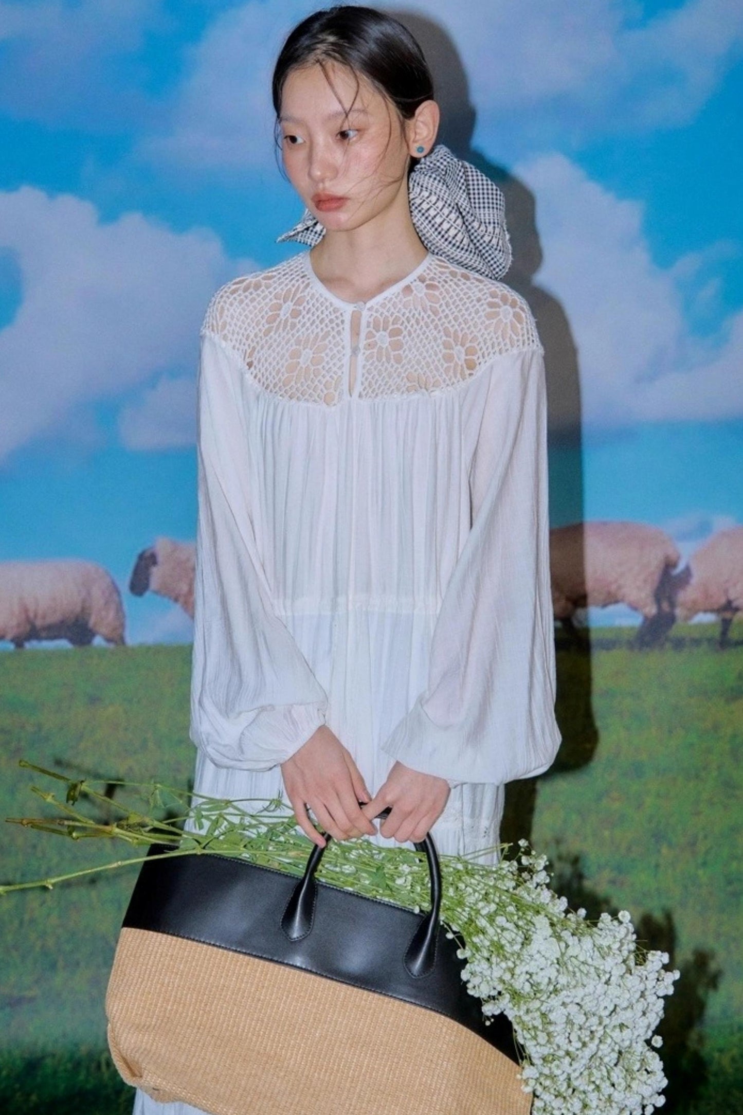 Dream Catcher Lace Panel Long-Sleeved Dress