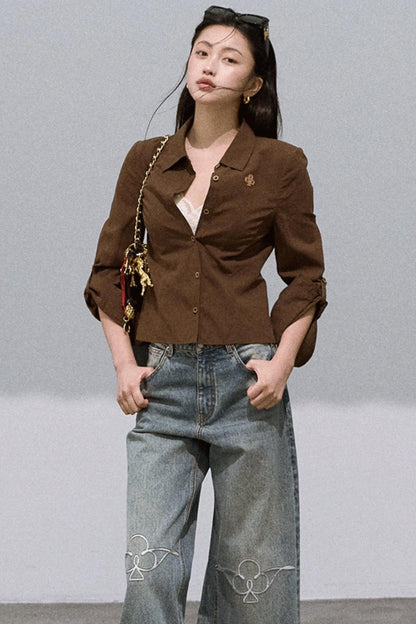 Textured Linen Cotton Long Sleeve Shirt