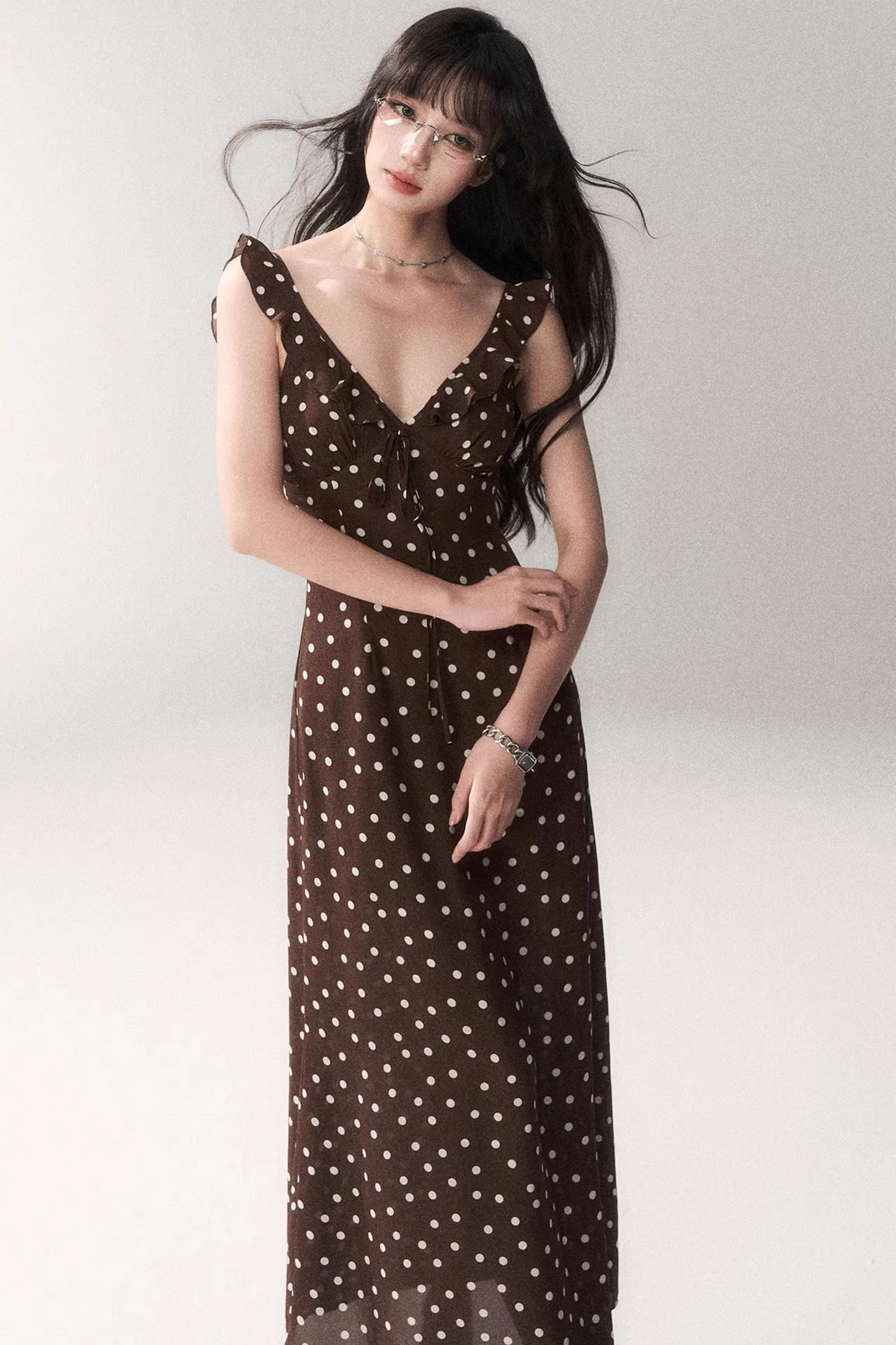 Brown Polka Dot Summer Dress