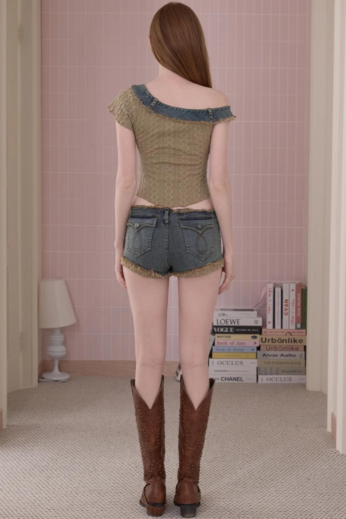 Summer Asymmetrical Denim-Knit Tee