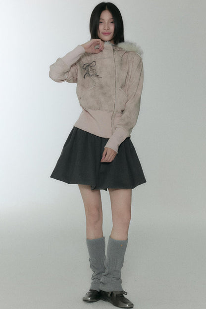 Pink Polka Dot Pleated Skirt