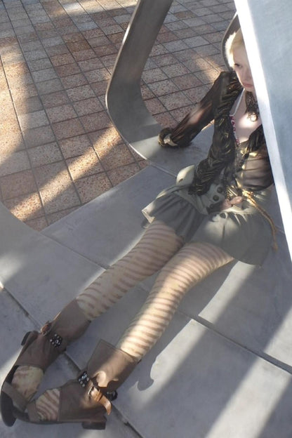 Hand-Painted Striped Ultra-Thin Stockings