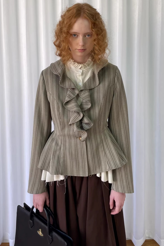 Striped Lace Trim Jacket