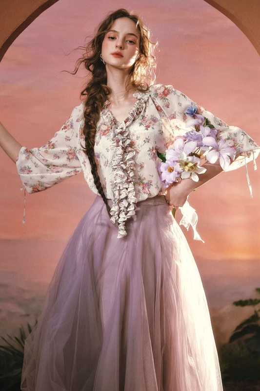 Wisteria Whisper Chiffon Blouse