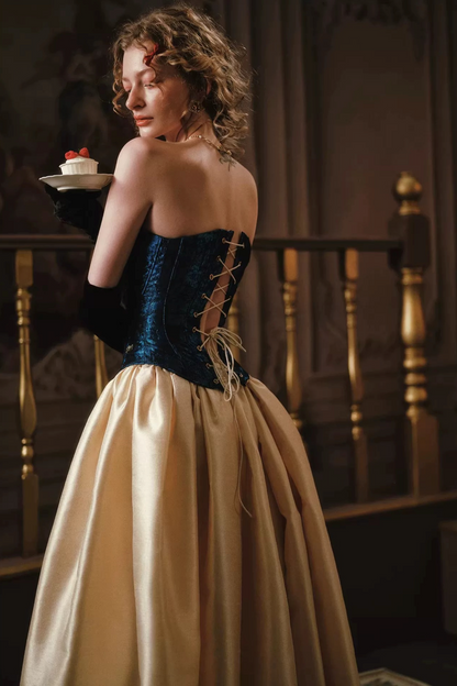 French Blue Corset Skirt Set-Up