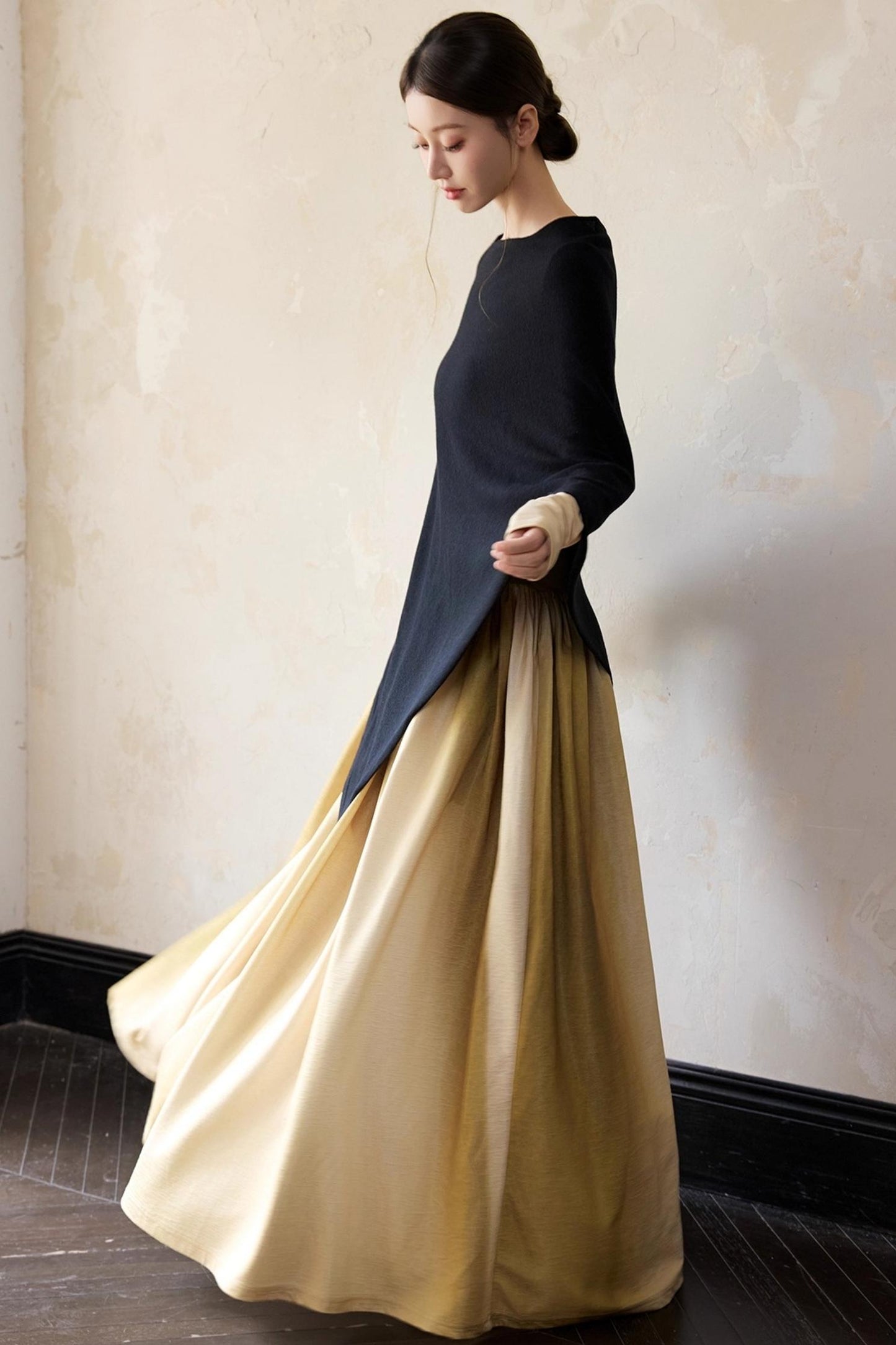 Autumn Black Wool Cloak Cape