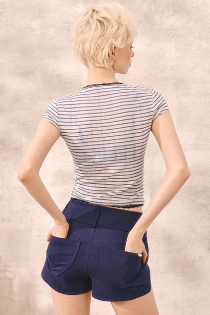 Summer Lace V-Neck Slim Tee