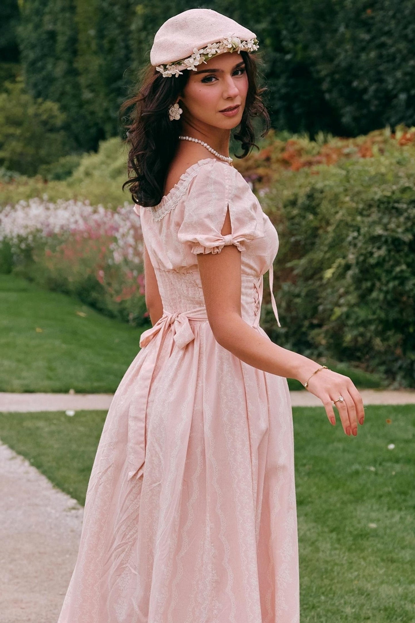 Peach V-Neck Slimming Dress