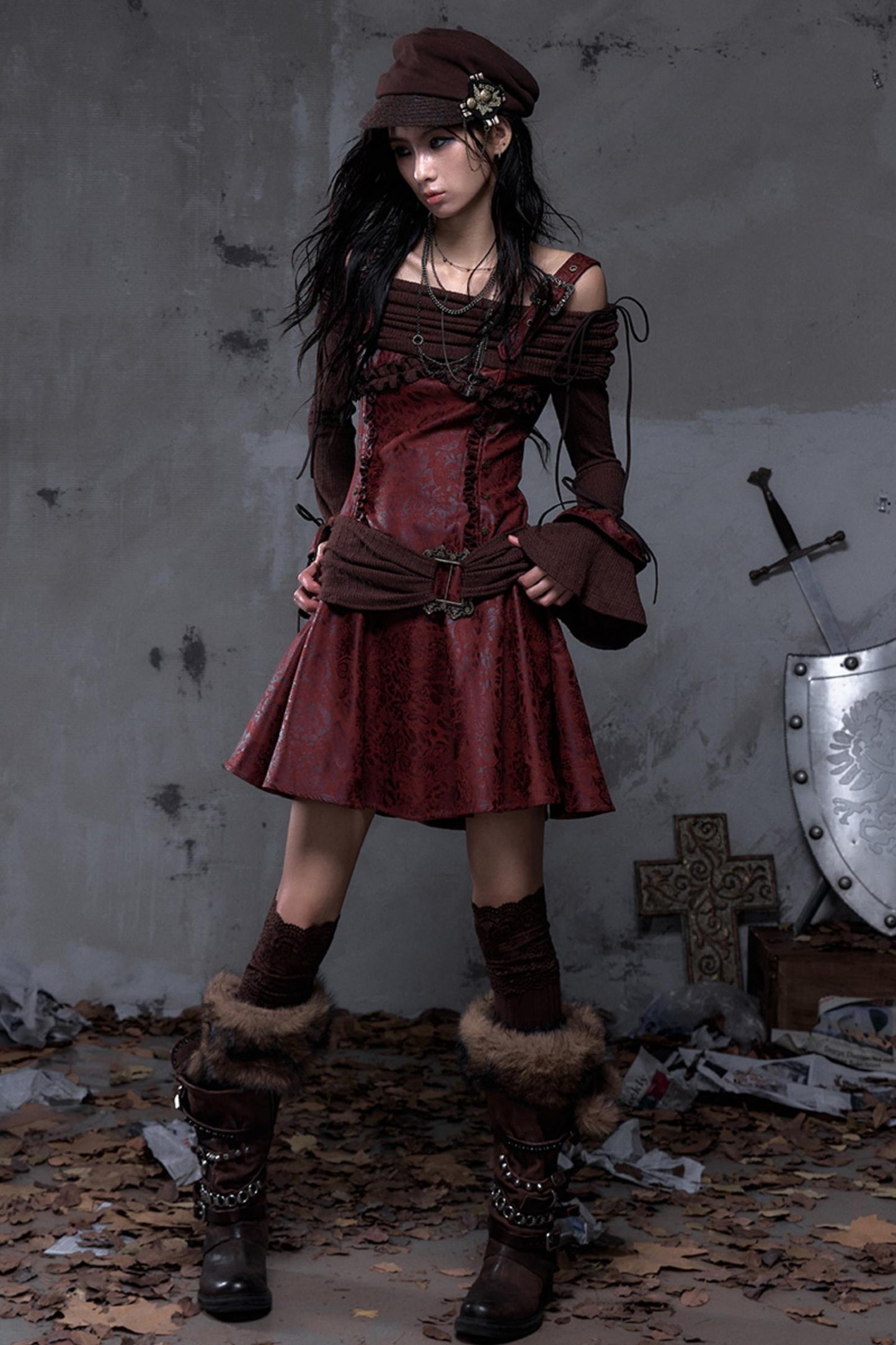 Retro Punk Patchwork Knit Dress