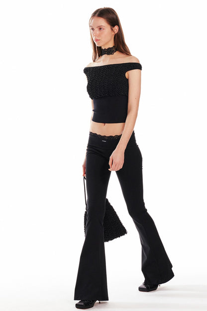 Black Lace Flare Pants
