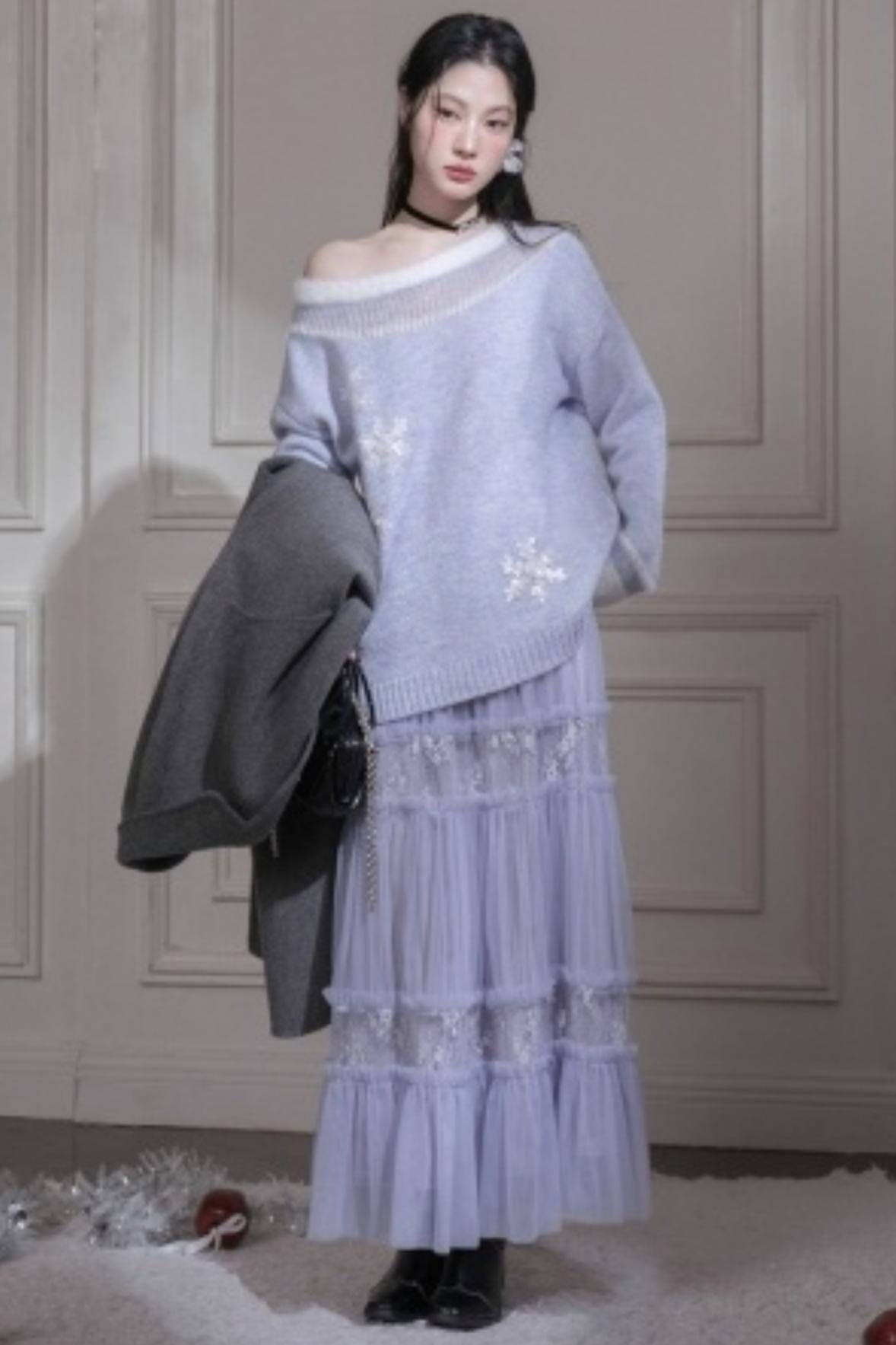 Snowflake Sequin Pullover Sweater